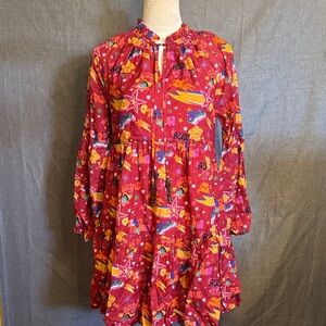 Briton Court Vibrant Red Floral Dress